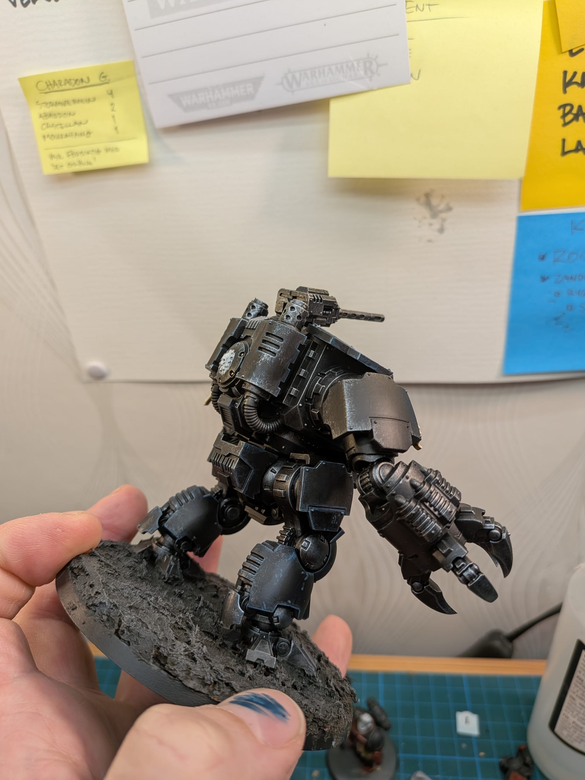 The same model, from a 3/4 angle from the back, showing the (unfinished) right arm, and some of the back.